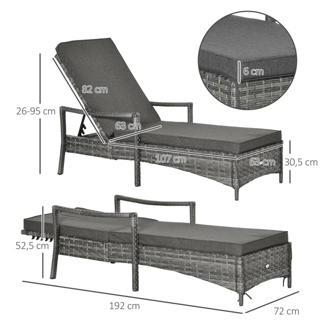 4goodz Outsunny ligbed polyrotan met kussen 192x 62x52 cm - 3177765 large