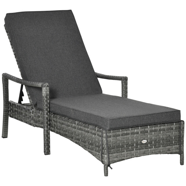 4goodz Outsunny ligbed polyrotan met kussen 192x 62x52 cm - 3177765 large