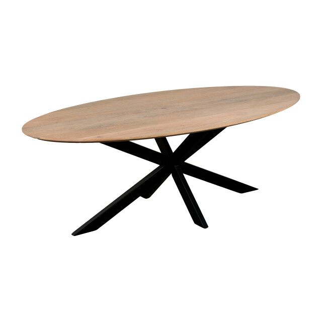 QUVIO Eettafel sofia – ovaal – 160x90 cm – zwart – naturel 3177756 large