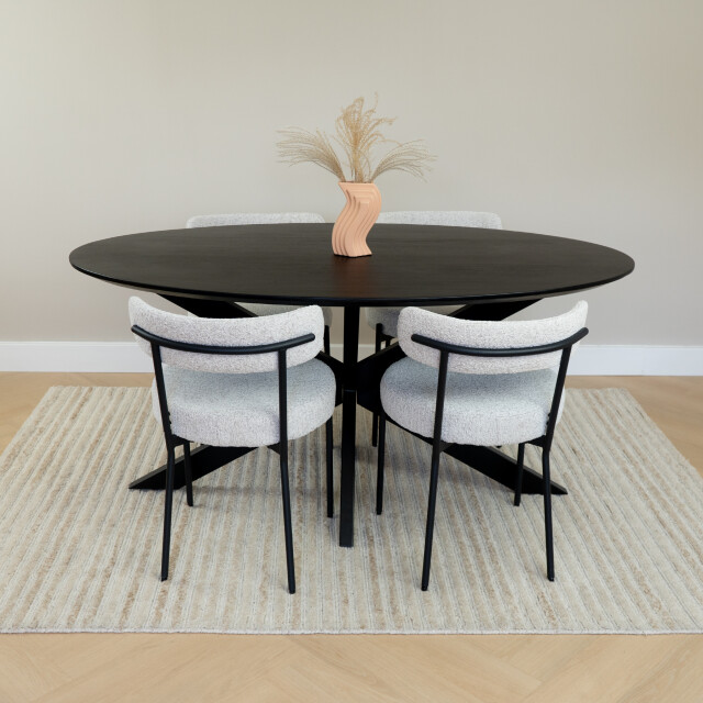 QUVIO Eettafel sofia – ovaal – 160x90 cm – kruispoot – 3177757 large
