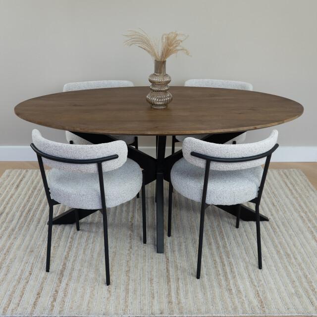 QUVIO Eettafel sofia– ovaal – 160x90 cm – kruispoot – 3177758 large