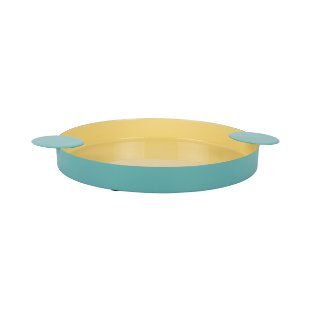 Present Time dienblad double funky large turquoise blue & soft yellow 3062366 large