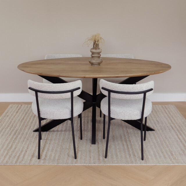 QUVIO Eettafel sofia – ovaal – 160x90 cm – zwart – naturel 3177756 large