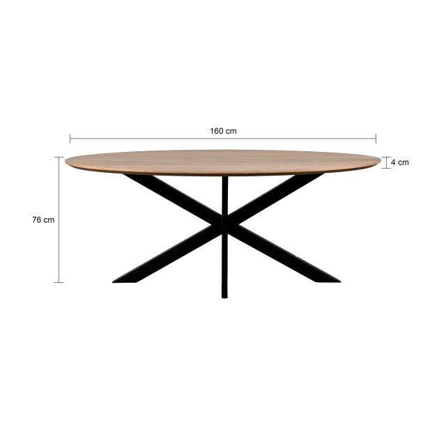 QUVIO Eettafel sofia – ovaal – 160x90 cm – zwart – naturel 3177756 large