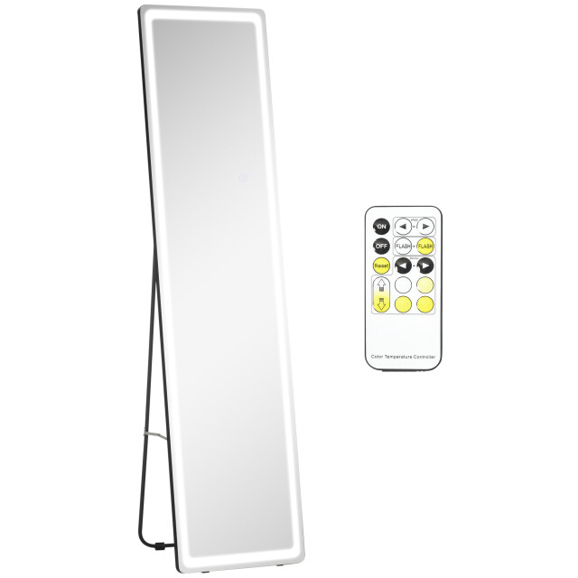 4goodz 2-in-1 staande passpiegel met led-licht, vrijstaand, aluminium, 3177847 large