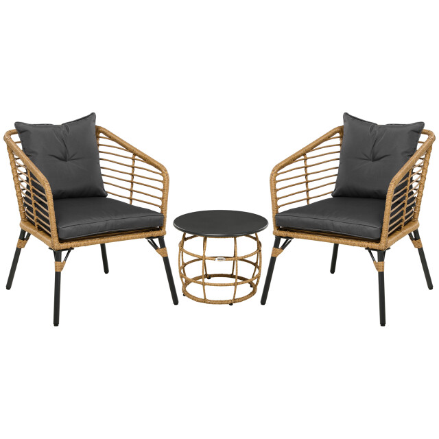 4goodz Outsunny rotan tuinmeubelset 3-delig. zitgroep met kussens voor terras 3177848 large