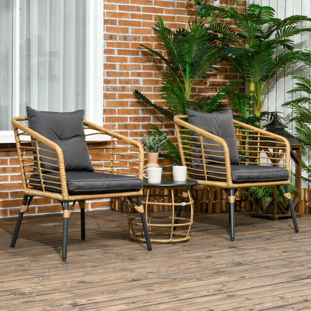 4goodz Outsunny rotan tuinmeubelset 3-delig. zitgroep met kussens voor terras 3177848 large