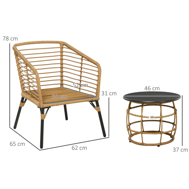 4goodz Outsunny rotan tuinmeubelset 3-delig. zitgroep met kussens voor terras 3177848 large