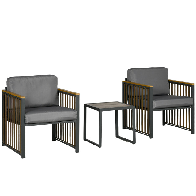 4goodz Outsunny tuinset, 3-delig, inclusief zitkussen, houtdecor, roestvrij 3177851 large