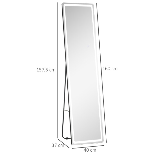 4goodz 2-in-1 staande passpiegel met led-licht, vrijstaand, aluminium, 3177847 large