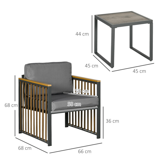 4goodz Outsunny tuinset, 3-delig, inclusief zitkussen, houtdecor, roestvrij 3177851 large