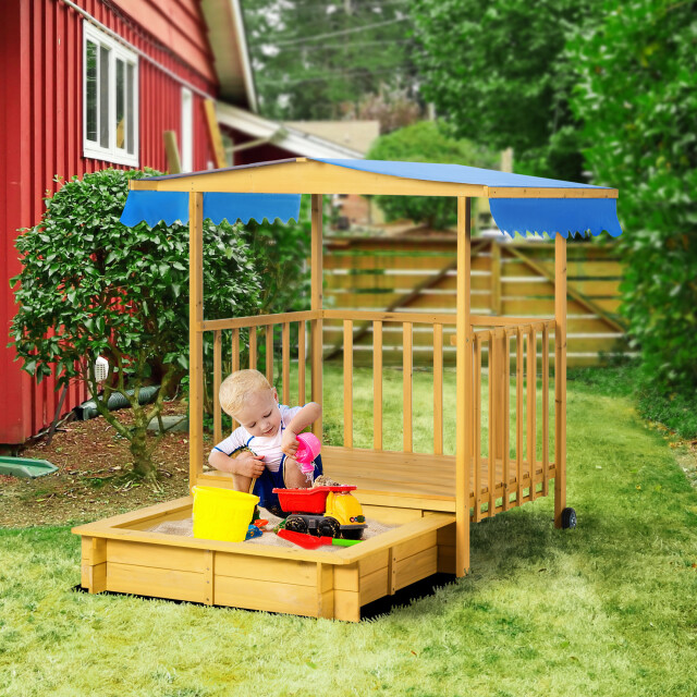 4goodz Outsunny zandbak met speelhuis en dak 129x133x137,5 cm 3177850 large