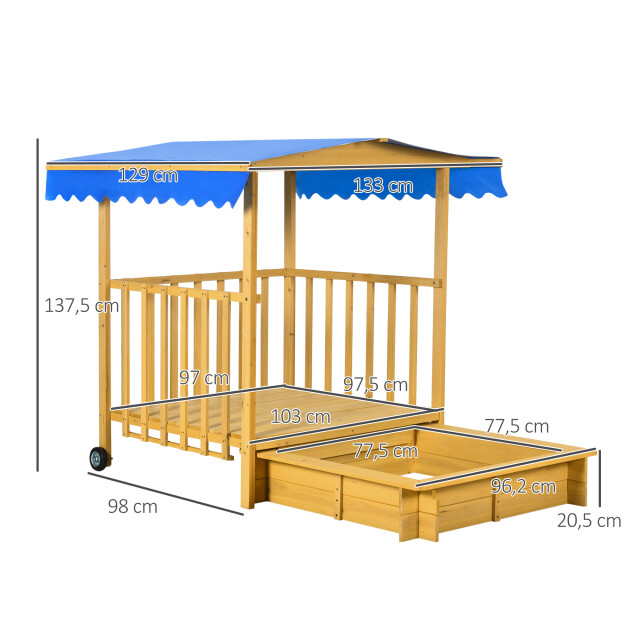 4goodz Outsunny zandbak met speelhuis en dak 129x133x137,5 cm 3177850 large
