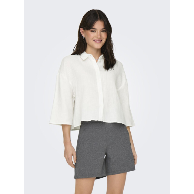 Jacqueline de Yong theis life 3/4 crop shirt wvn no 15307159 cloud dancer 06613.198.0024 large