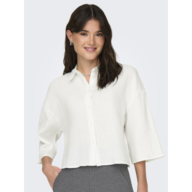 Jacqueline de Yong theis life 3/4 crop shirt wvn no 15307159 cloud dancer 06613.198.0024 large