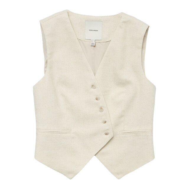 Vero Moda vmflorence sl linen waistcoat 10306673 birch 06226.198.0019 large