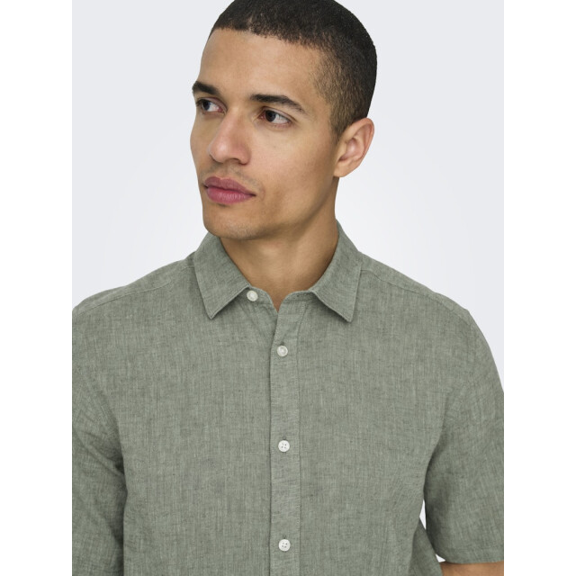 Only & Sons onscaiden ss solid linen shirt noos 22009885 swamp 05631.369.0118 large