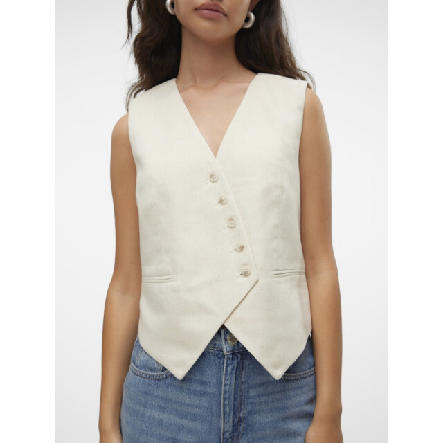 Vero Moda vmflorence sl linen waistcoat 10306673 birch 06226.198.0019 large