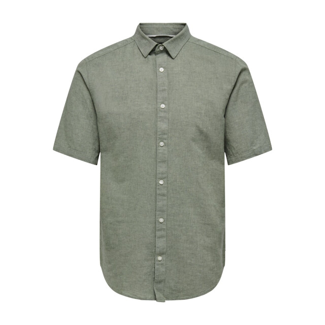 Only & Sons onscaiden ss solid linen shirt noos 22009885 swamp 05631.369.0118 large