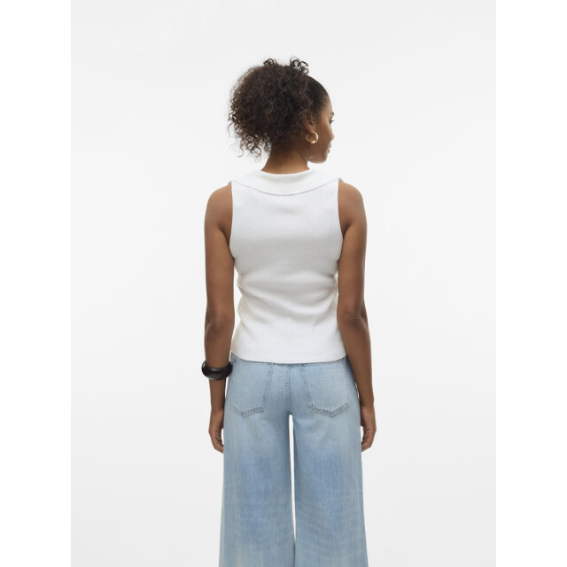 Vero Moda vmwillow sl v-neck polo top 10330770 snow white 06010.112.0058 large