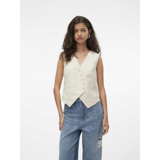 Vero Moda vmflorence sl linen waistcoat 10306673 birch 06226.198.0019 large