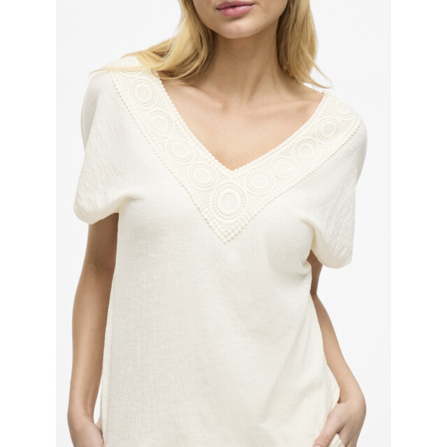 Vila visyma lace v-neck cap sleeve top/d 14105378 birch 06011.198.0177 large