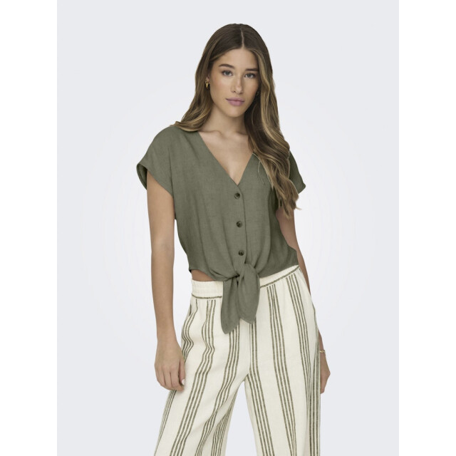 Only onlsiesta ss knot lin bl shirt pnt 15322270 deep lichen green 06613.369.0015 large