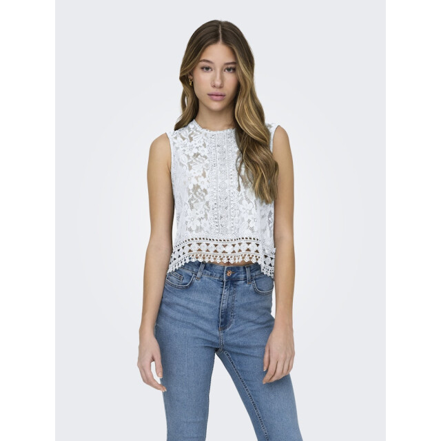 Jacqueline de Yong malou s/l lace top jrs 15325199 bright white 06010.100.0058 large