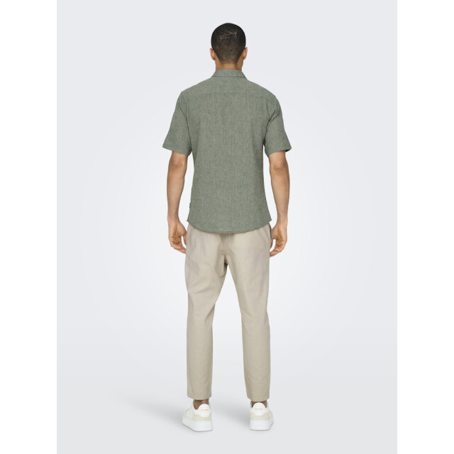 Only & Sons onscaiden ss solid linen shirt noos 22009885 swamp 05631.369.0118 large