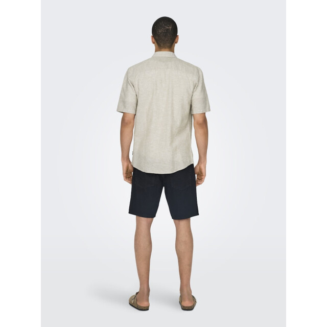 Only & Sons onscaiden ss solid linen shirt 22009885 chinchilla 05632.849.0006 large