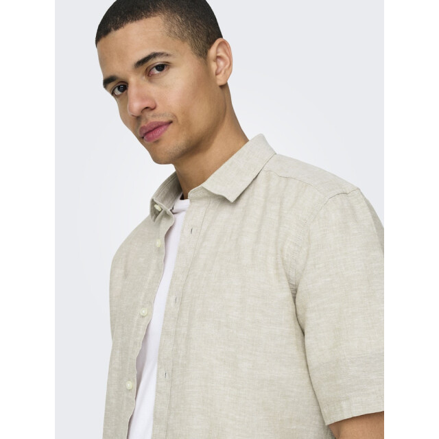 Only & Sons onscaiden ss solid linen shirt 22009885 chinchilla 05632.849.0006 large