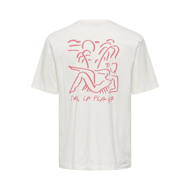 Only & Sons onsmilo sketch rlx coast ss tee cs 22035271 cloud dancer sur la plage cloud 05011.100.0239 large