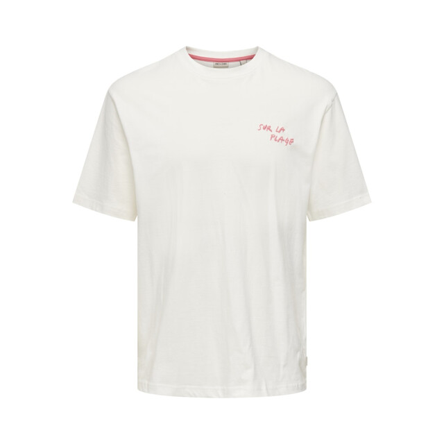 Only & Sons onsmilo sketch rlx coast ss tee cs 22035271 cloud dancer sur la plage cloud 05011.100.0239 large