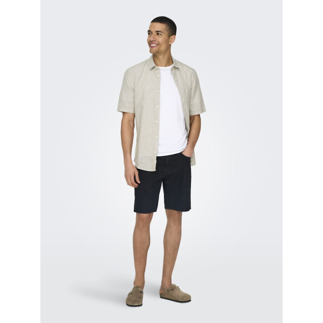 Only & Sons onscaiden ss solid linen shirt 22009885 chinchilla 05632.849.0006 large