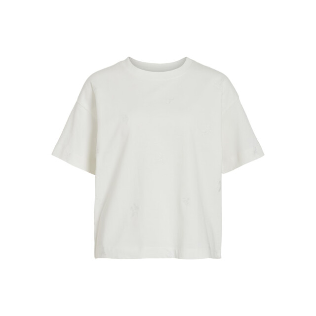 Vila vimonie flower emb s/s o-neck 14106761 white flowers 06011.112.0192 large