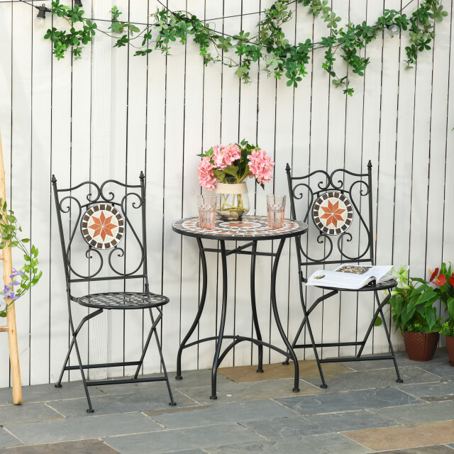 4goodz Bistroset 3-delig met mozaïek design tafel met 2 opklapbare metalen 3178028 large