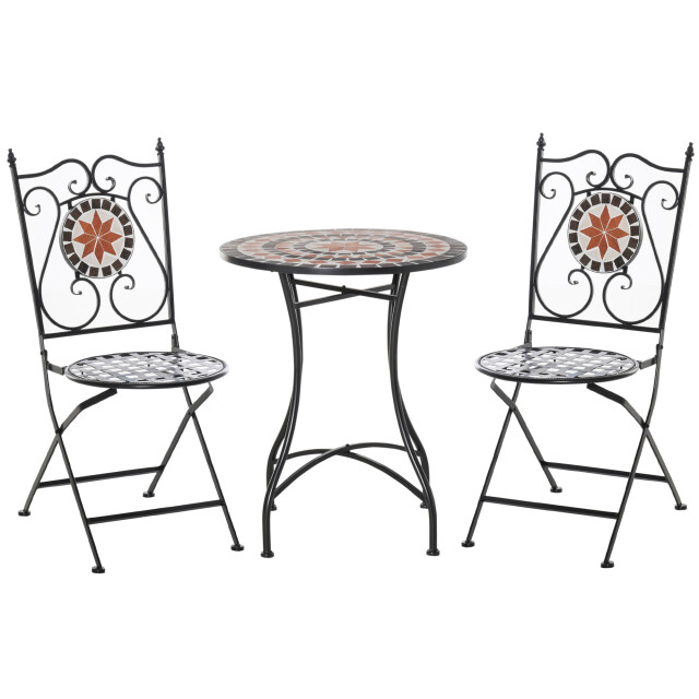 4goodz Bistroset 3-delig met mozaïek design tafel met 2 opklapbare metalen 3178028 large