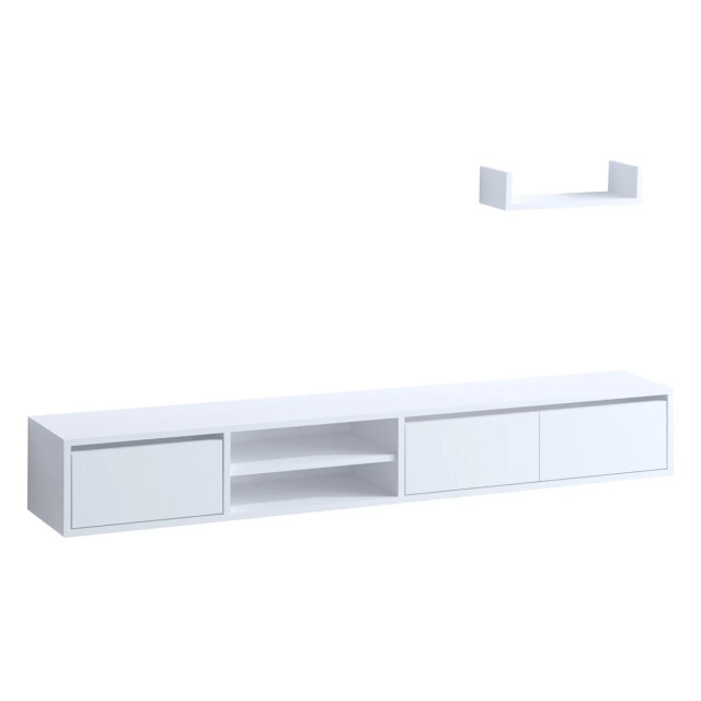 CaliCosy Set tv-meubel met 3 deuren en wandplank wit l180 cm alcor 3178021 large