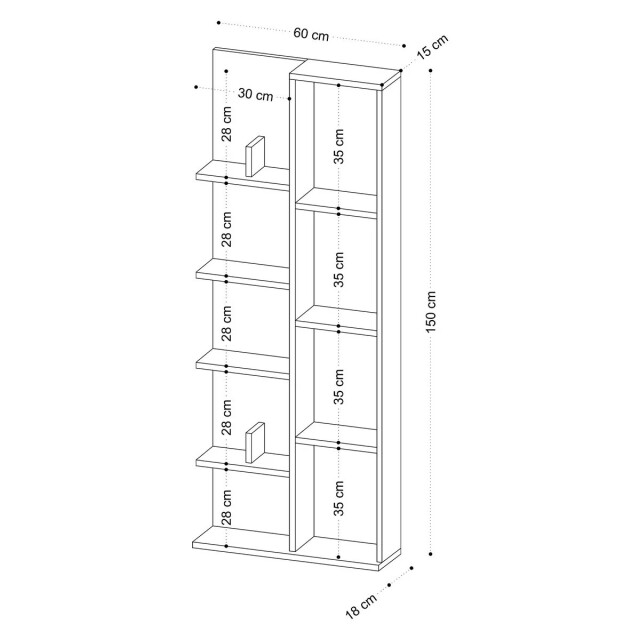CaliCosy Boekenkast met 4 vakken en 4 legplanken h150 cm lily 3178020 large