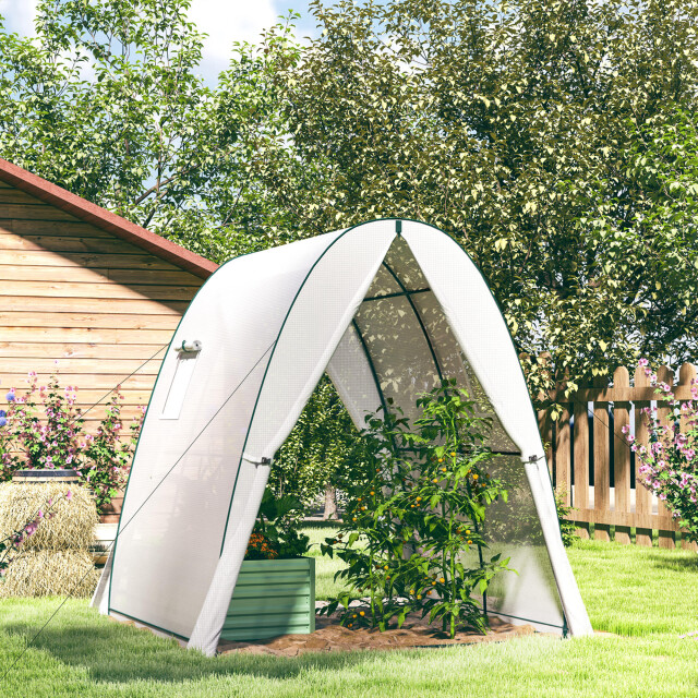 4goodz Outsunny boogvormige kas met 2 roldeuren, netvensters 1,8x1,8x2 m - 3178035 large