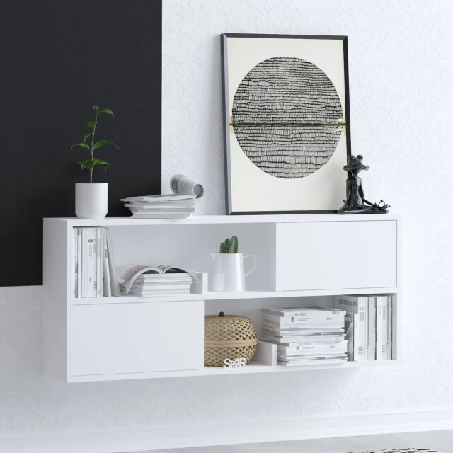 CaliCosy Hangende console wit met 2 vakken en 2 deuren l120 cm forkis 3178013 large