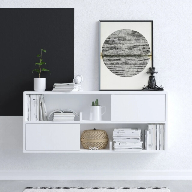 CaliCosy Hangende console wit met 2 vakken en 2 deuren l120 cm forkis 3178013 large