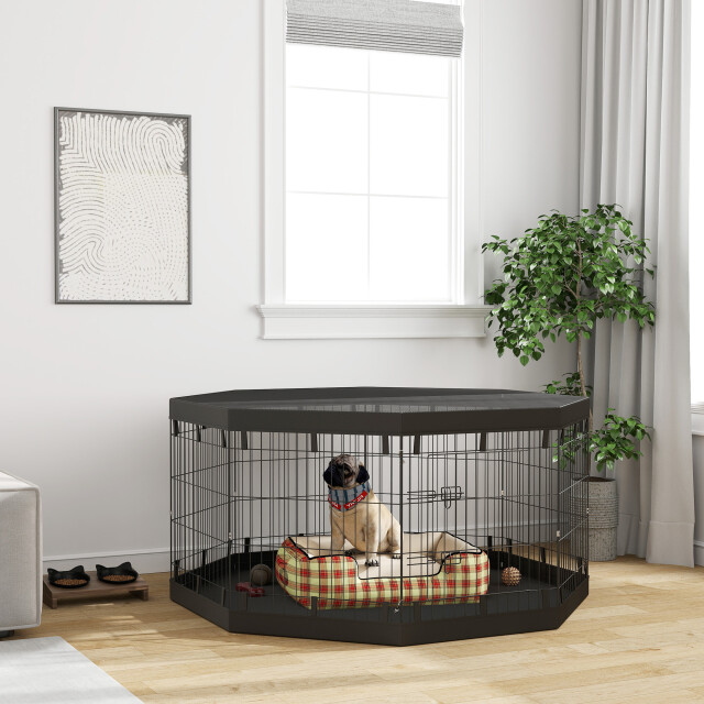 4goodz Pawhut puppyren, 76 cm hoog/ong. 2,5 m², 8 panelen, bodemzeil, 3178031 large