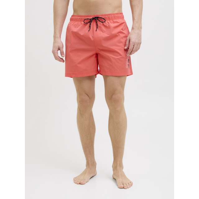 Jack & Jones Heren zwemshort jpstmaui double logo effen hot coral 12272799-Hot Coral large