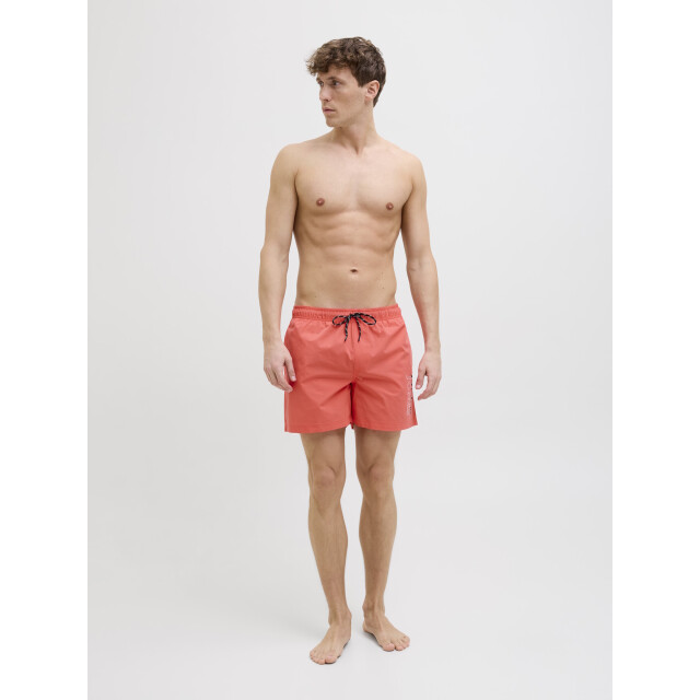 Jack & Jones Heren zwemshort jpstmaui double logo effen hot coral 12272799-Hot Coral large