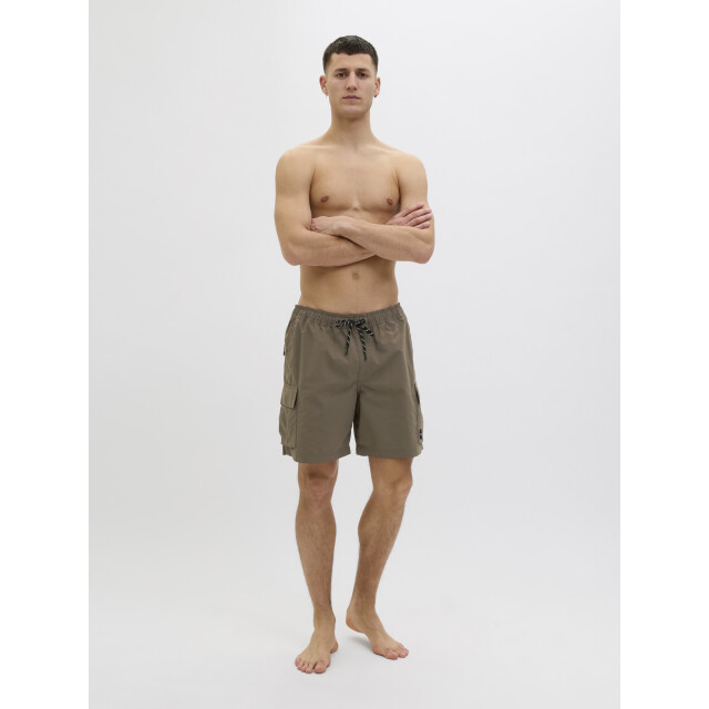 Jack & Jones Heren zwemshort jpstnaxos cargo effen donker 12272989-Major Brown large