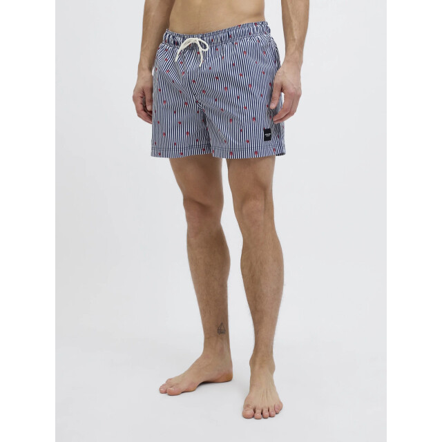 Jack & Jones Heren zwemshort jpstmaui jjswim gestreept kreeft 12272933-Navy Blazer large