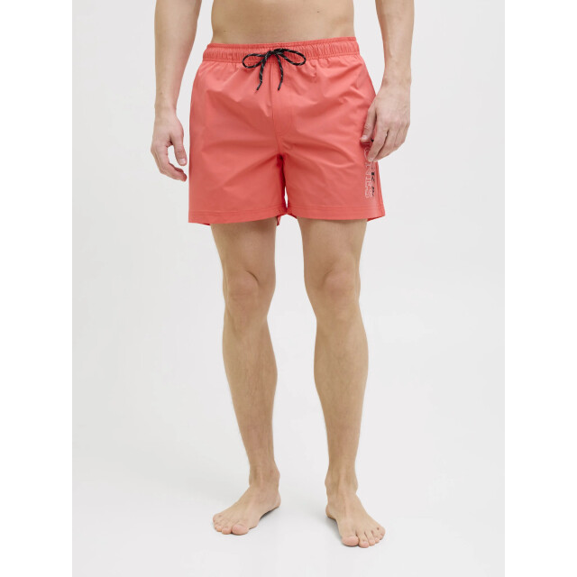 Jack & Jones Heren zwemshort jpstmaui double logo effen hot coral 12272799-Hot Coral large