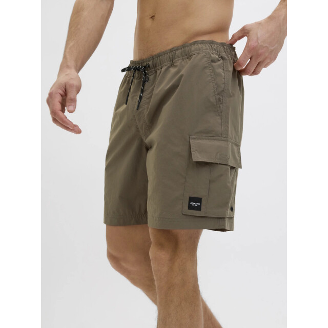 Jack & Jones Heren zwemshort jpstnaxos cargo effen donker 12272989-Major Brown large