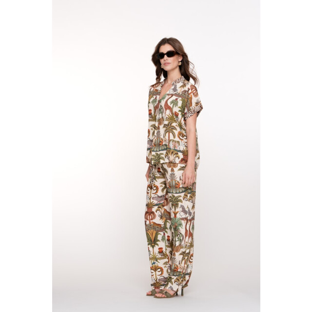 Geisha pants animal jungle 51355-70 10 off-white/green 06541.112.0009 large